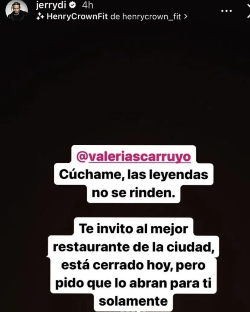 Jerry Di en sus historias invitando a salir a Valeria 