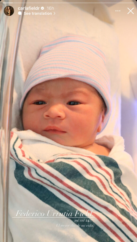 Carla Field tuvo a su primer hijo