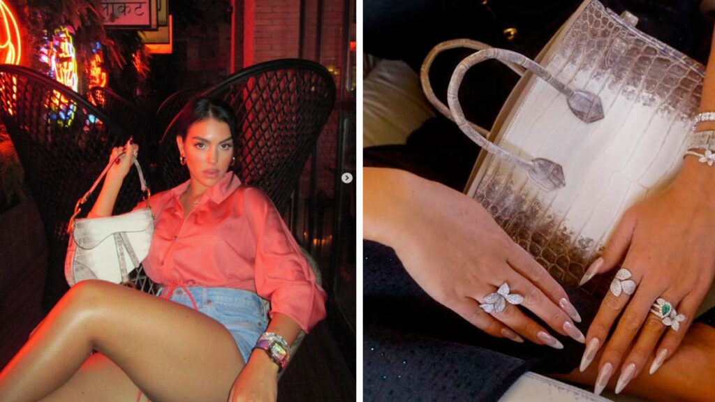 Georgina Rodríguez y su bolso de piel blanca de cocodrilo Himalaya