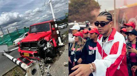 El cantante Ryan Castro sufrió aparatoso accidente automovilístico