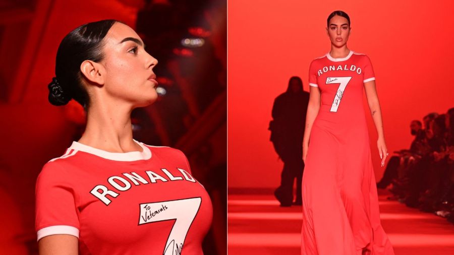 Georgina modela con atuendo dedicado a Cristiano Ronaldo