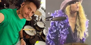 Paulina Rubio y su baterista- Foto Cortesía