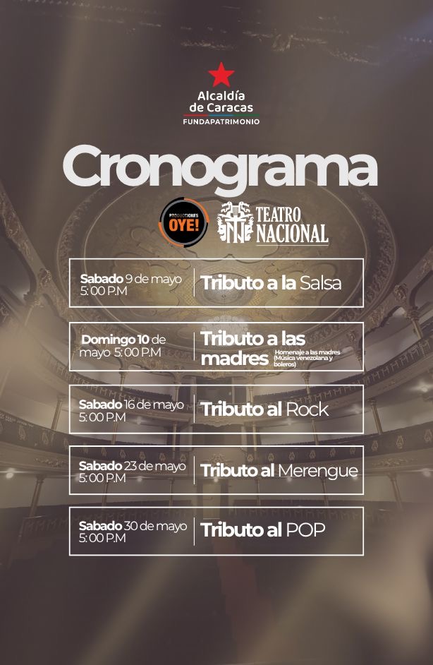 Conciertos en Caracas: el Teatro Nacional presenta tributos musicales durante mayo
