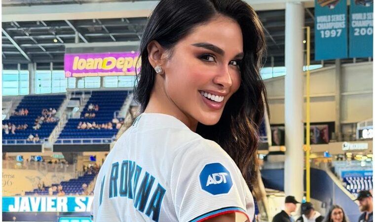Michell Roxana fue invitada por los Miami Marlins al First Pitch en una jornada solidaria por Venezuela