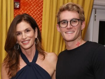 Cindy Crawford junto a su hijo Presley Gerber en un evento